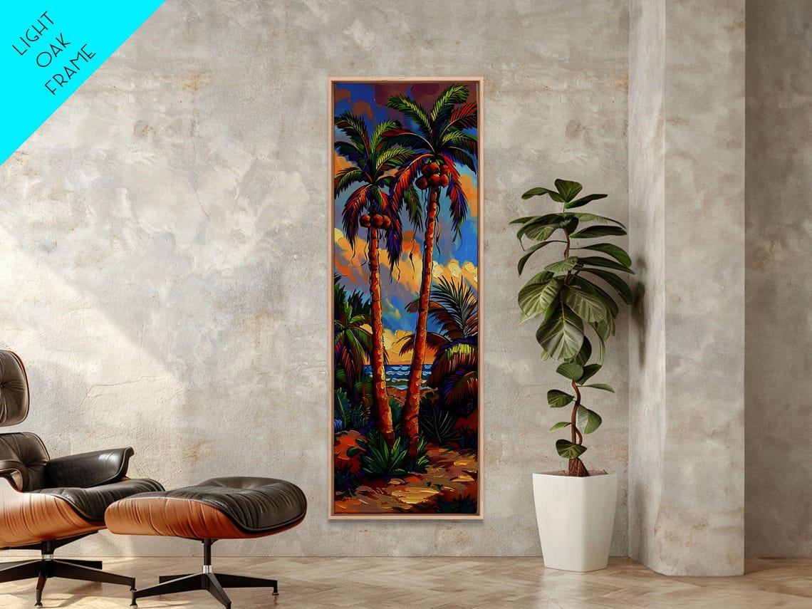 Tropical Coconut Palm Trees Beach Sunset Ocean Waves Travel Poster - Image 4