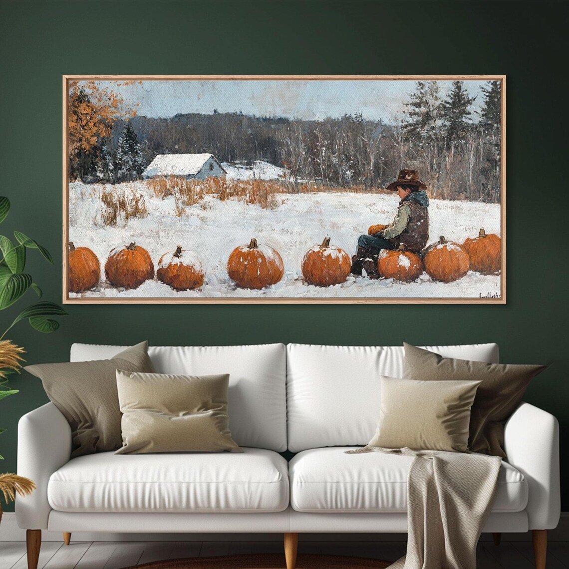 Cowboy Sipping Coffee Autumn Decor Framed Print Perfect Above Sofa Wall Art Western Home Decor Moody Fall Artwork Rustic - Image 6