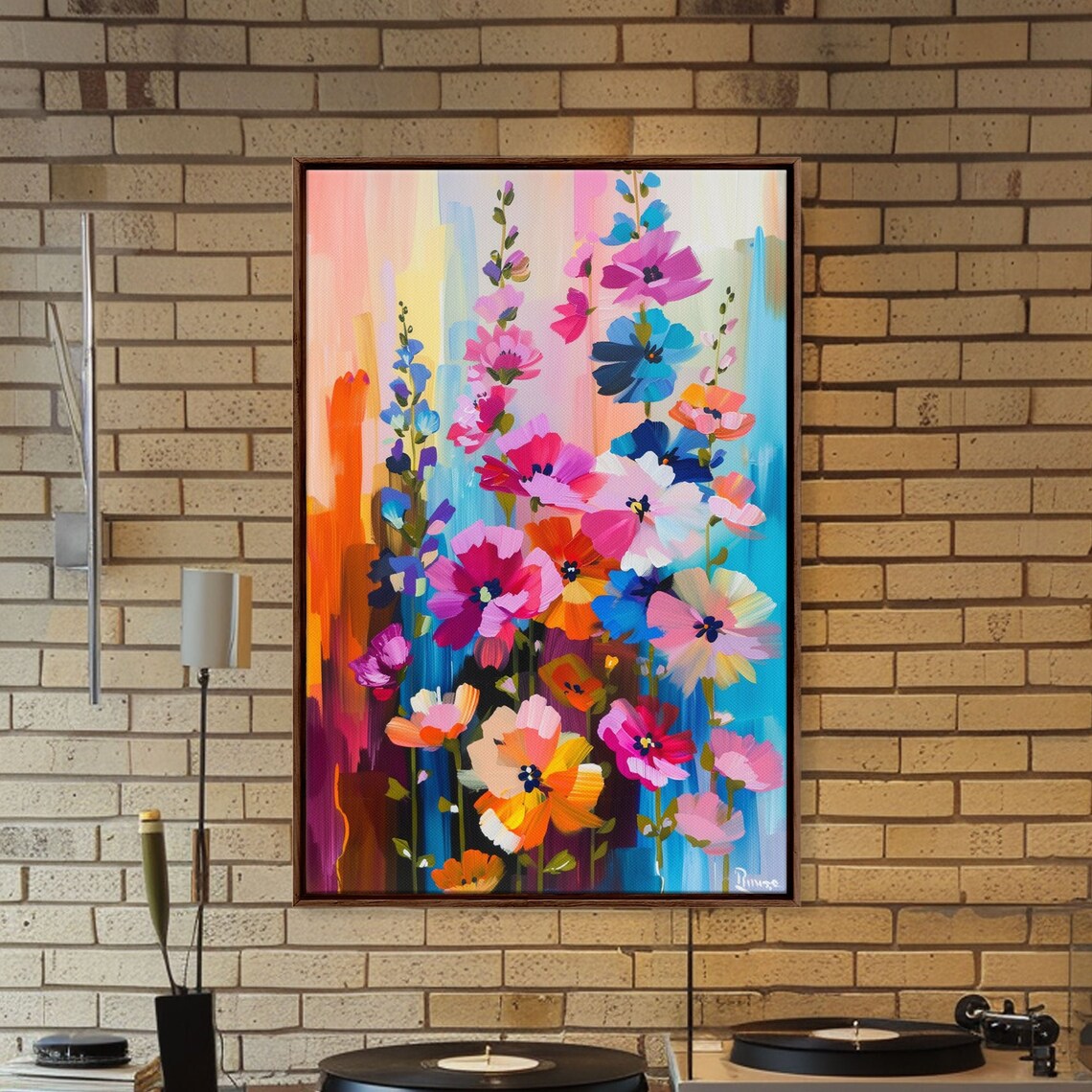 Abstract Floral Burst Tall Colorful Blossoms Modern Flower Art Print - Image 4