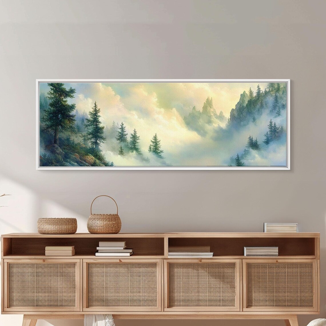 Blue Ridge Misty Pine Forest Mountain Fog Watercolor Travel Poster - Image 6