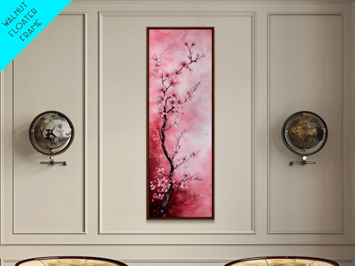 Cherry Blossom Tree Watercolor Pink Blossom Spring Tall Wall Art - Image 4