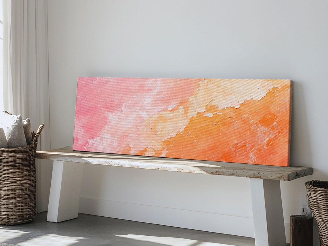Textured Abstract Pink Print Soft Peach And Coral Wall Art Minimalist Fall Decor Vibrant Pastel Bedroom Accent Gift Idea - Image 2