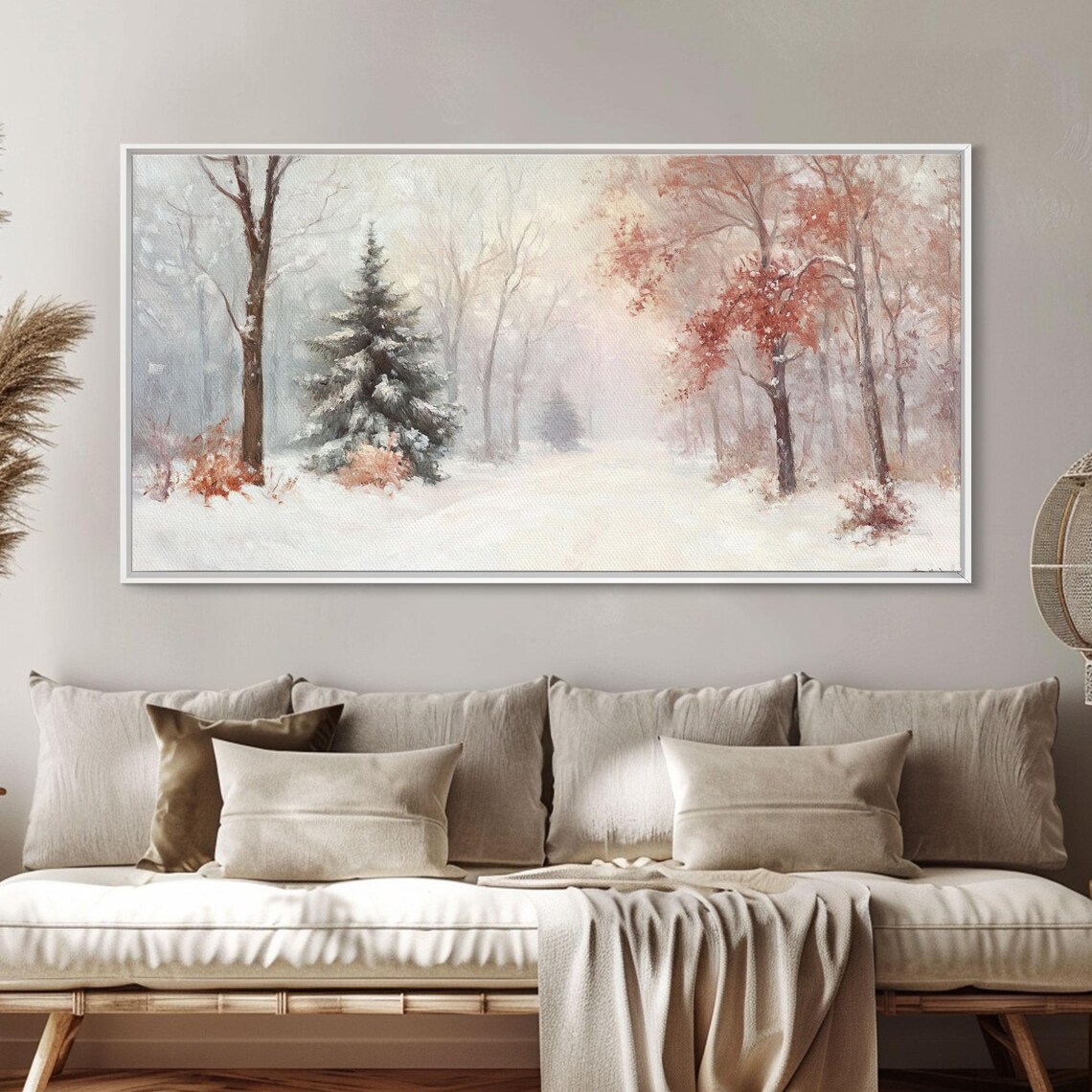 Winter Forest Snowy Landscape Pines Misty Falling Snow Wall Poster - Image 4