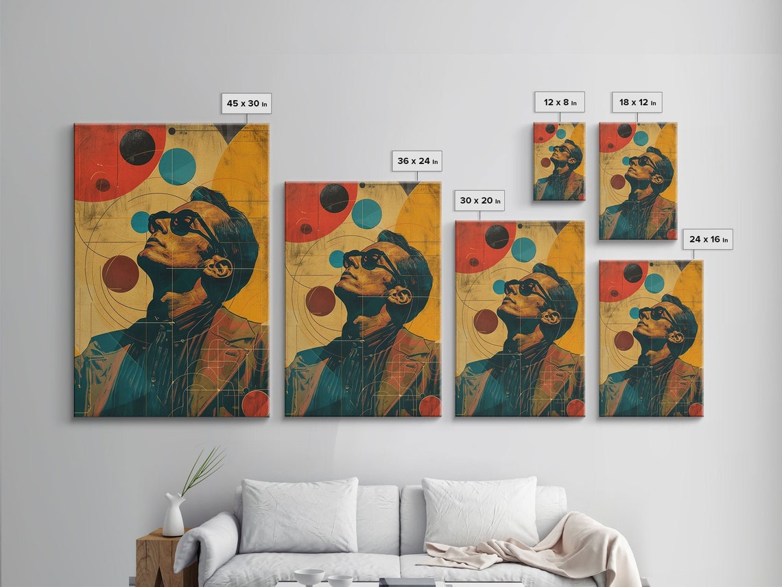 Colorful Art Deco Man Sunglasses Abstract Geometric Pop Wall Art - Image 2