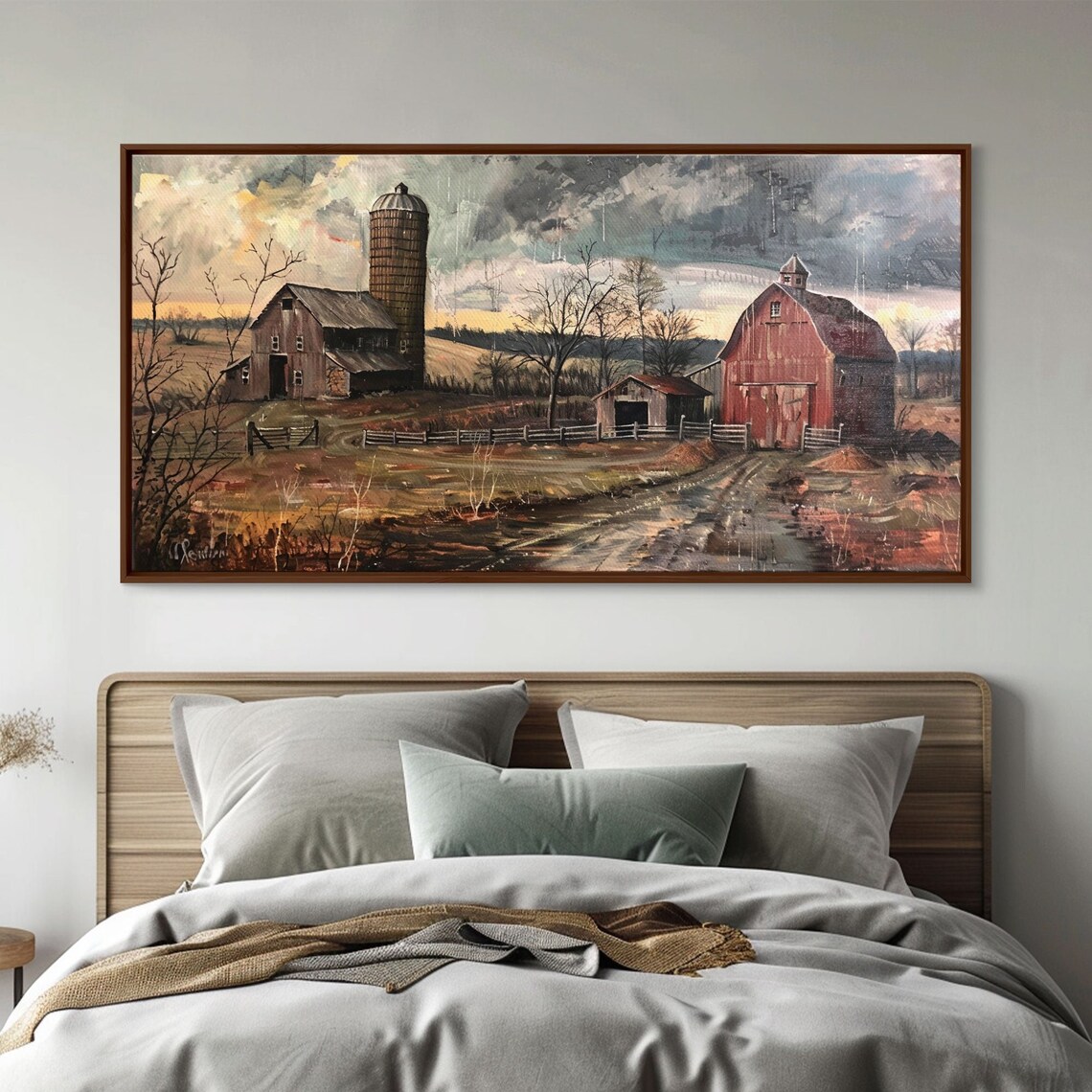 Vintage Farm Scene With Silos, Rustic Farmhouse Art Print - Image 2