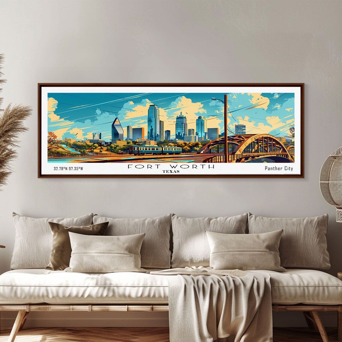 Fort Worth Texas Downtown Skyline Arch Bridge City Train Travel Poster - Image 6