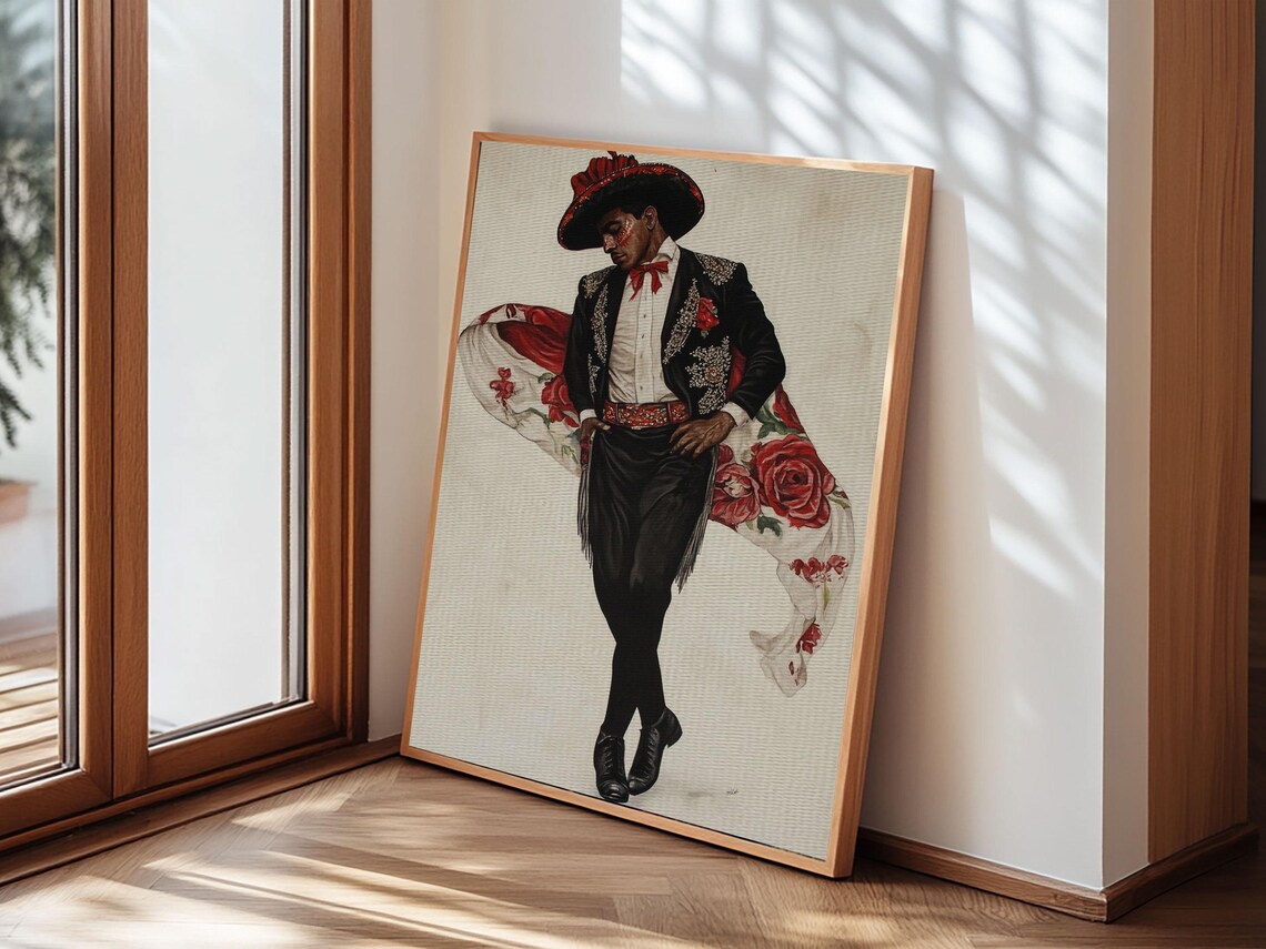 Spanish Toreador Embroidered Suit Rose Cape Elegant Cultural Art Poster - Image 2