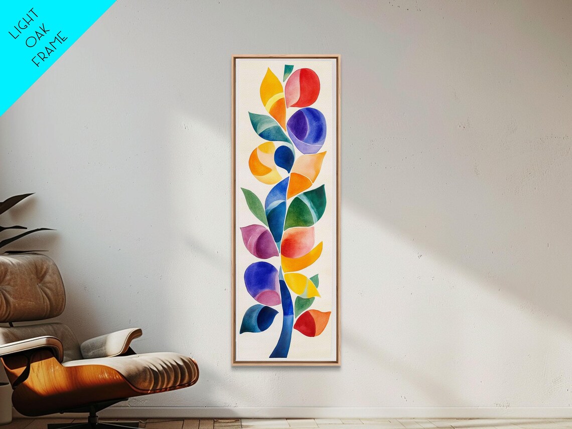 Colorful Watercolor Leaves Botanical Matisse Inspired Vertical Art Poster - Image 4