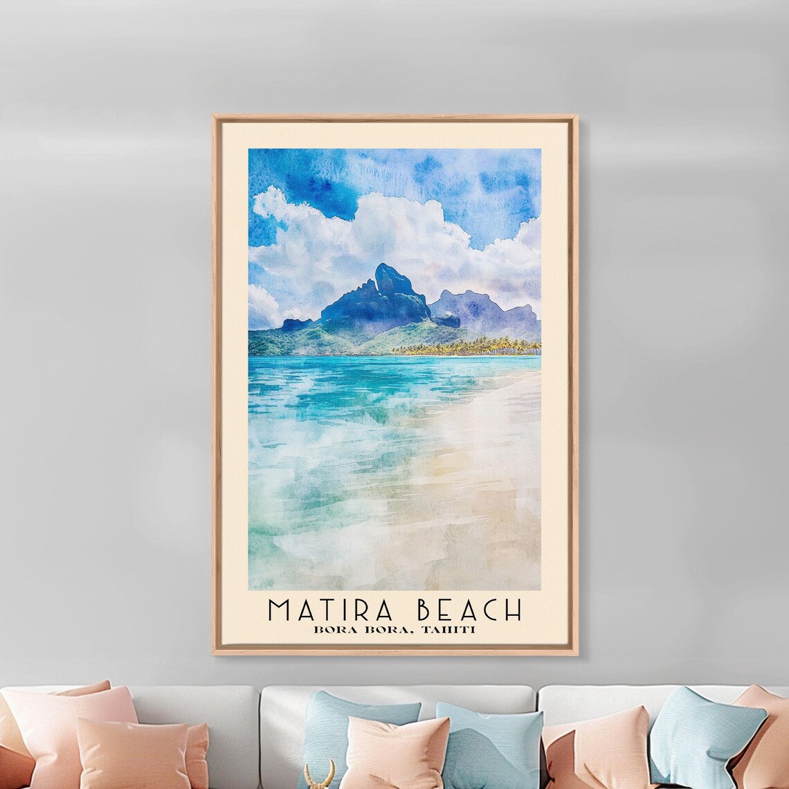 Matira Beach Bora Bora Tahiti Lagoon Mountain View Travel Poster - Image 3