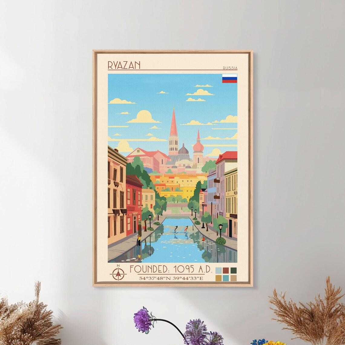 Ryazan Russia Canal Reflection Church Spires Street View Travel Poster - Image 5