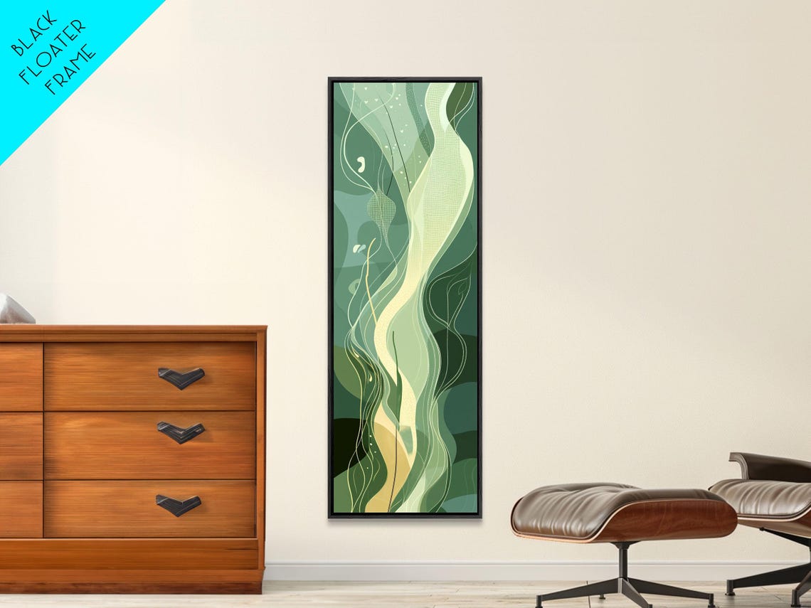 Sage Green Flowing Abstract Botanical Organic Zen Wall Poster - Image 6
