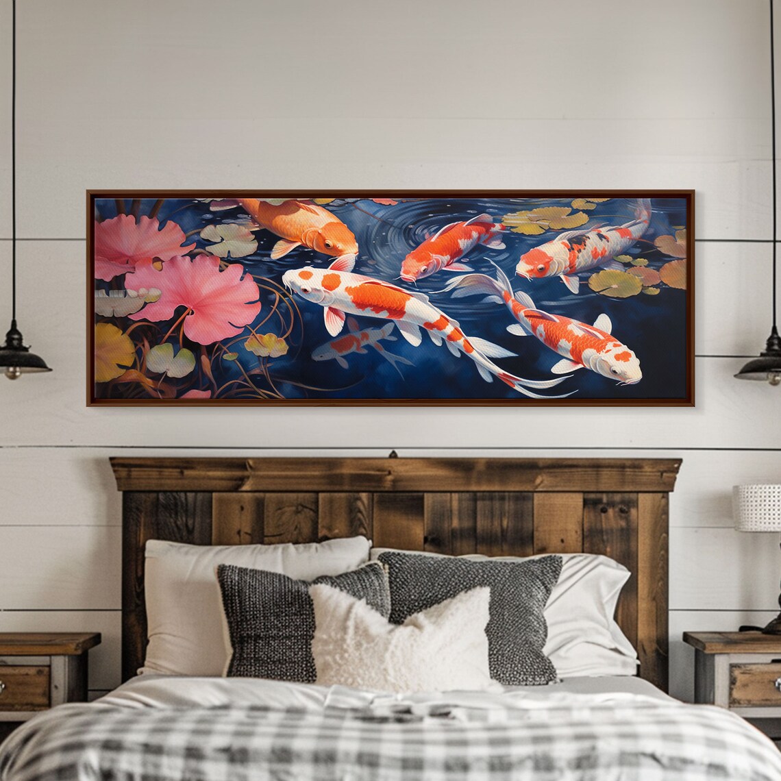 The Koi Pond Framed Print Koi Fish Decor Koi Fish Garden Wall Art Koi Fish And Lilly Pads - Image 5