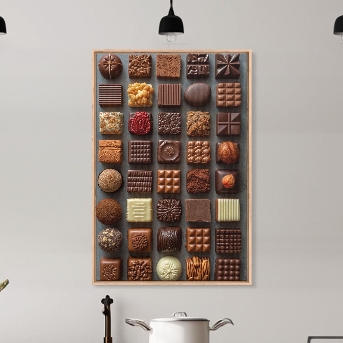 Chocolate Candy Framed And Printed Beige Wall Art Restaurant Wall Art Gift For Baker Home Decor Wall Art For Kitchen