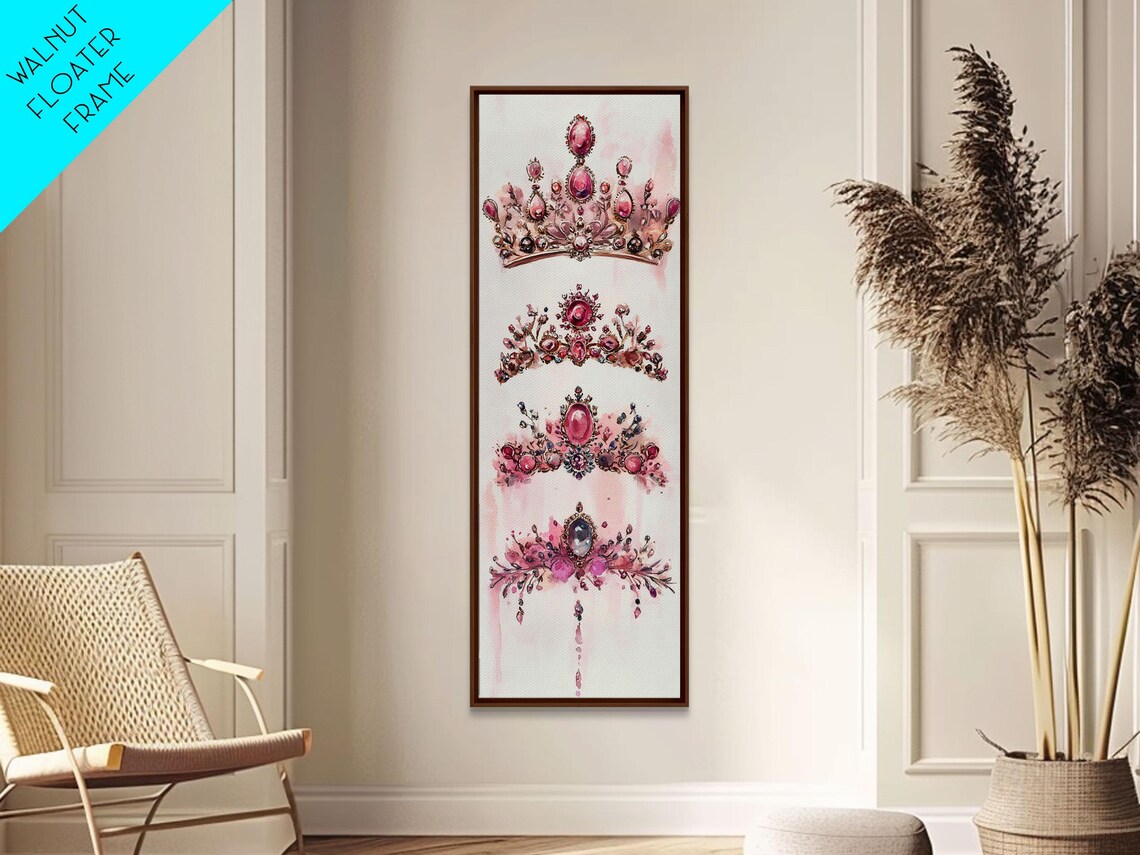 Jeweled Pink Tiaras Royal Princess Stack Watercolor Art Poster - Image 4
