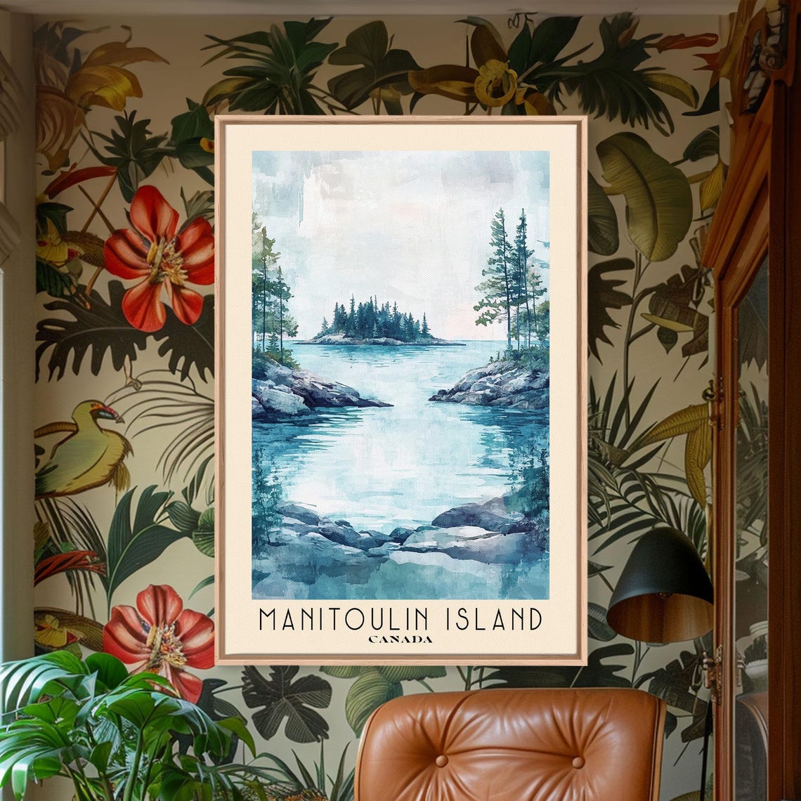 Manitoulin Island Canada Watercolor Beach Print Vacation Gift Canada Wall Art Framed Print Framed Beach Painting - Image 2