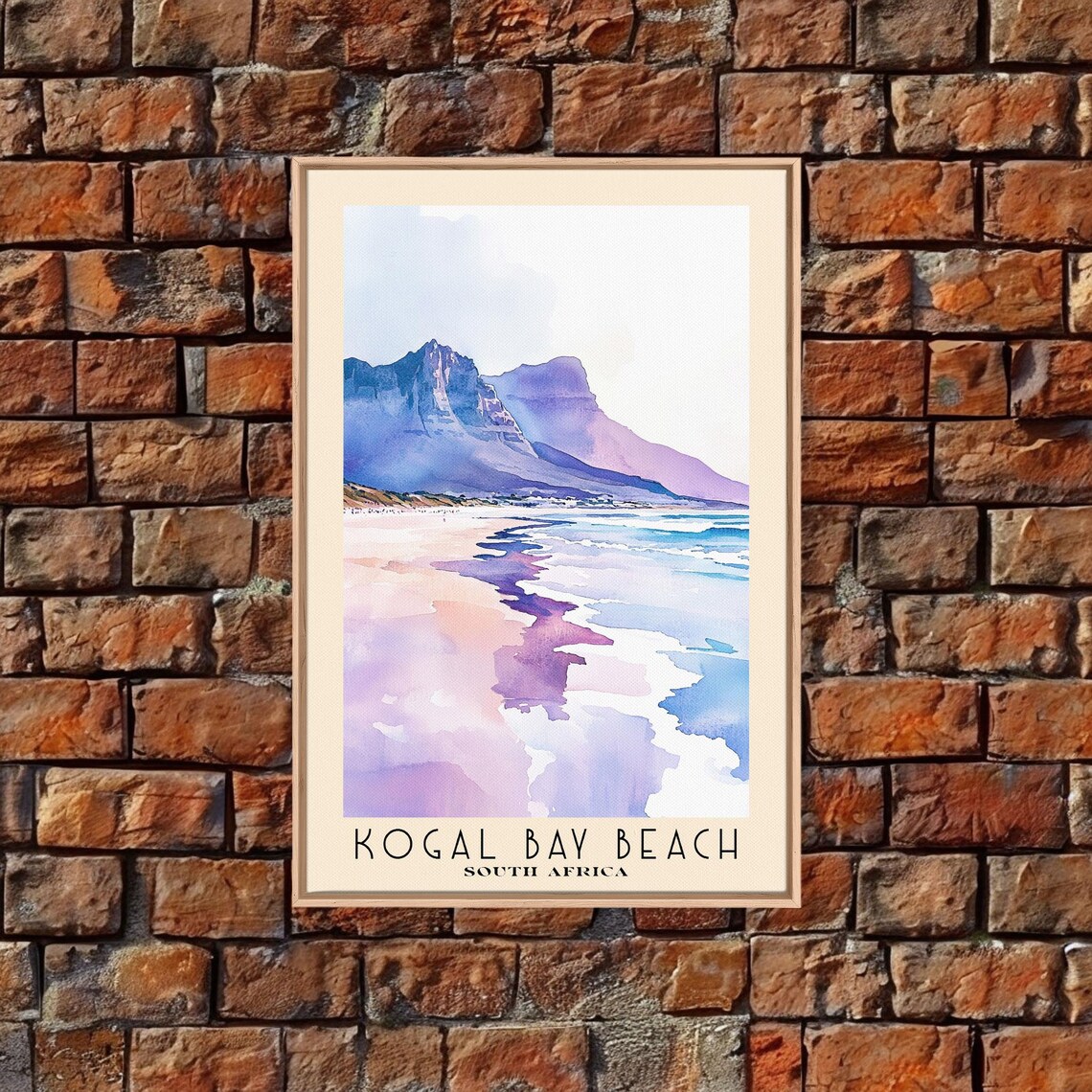 Kogal Bay Beach South Africa Pastel Waves Mountain Watercolor Poster Art - Image 5