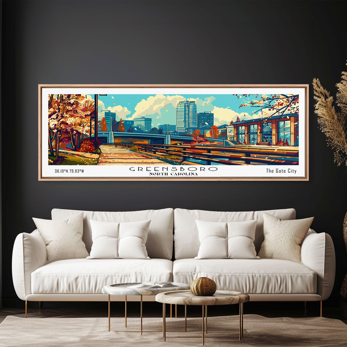 Greensboro North Carolina Gate City Downtown Skyline Autumn Poster - Image 2