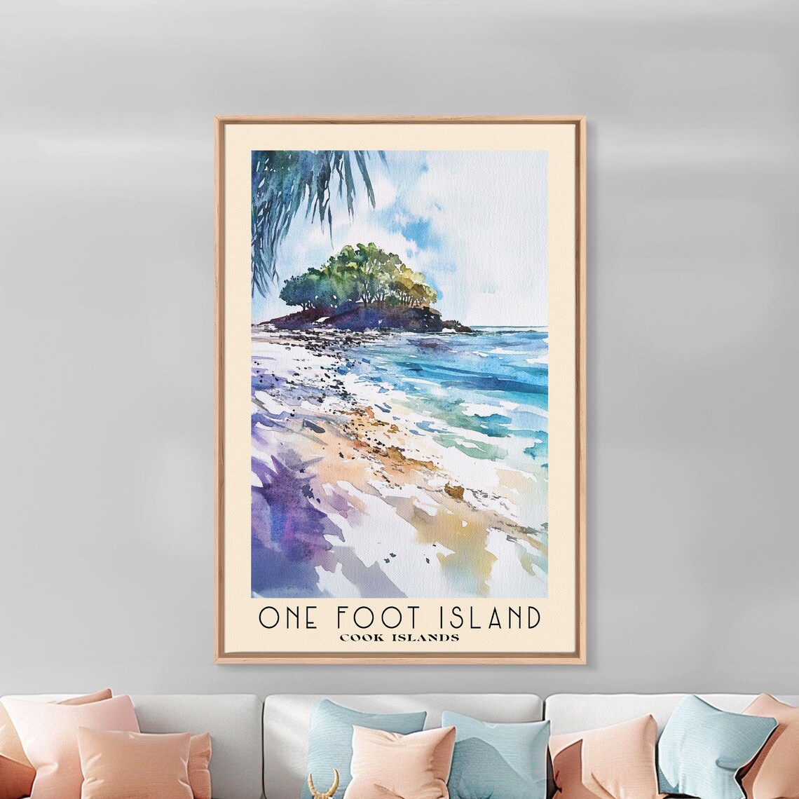 One Foot Island Cook Islands Palm Islet Turquoise Wave Wash Poster - Image 3