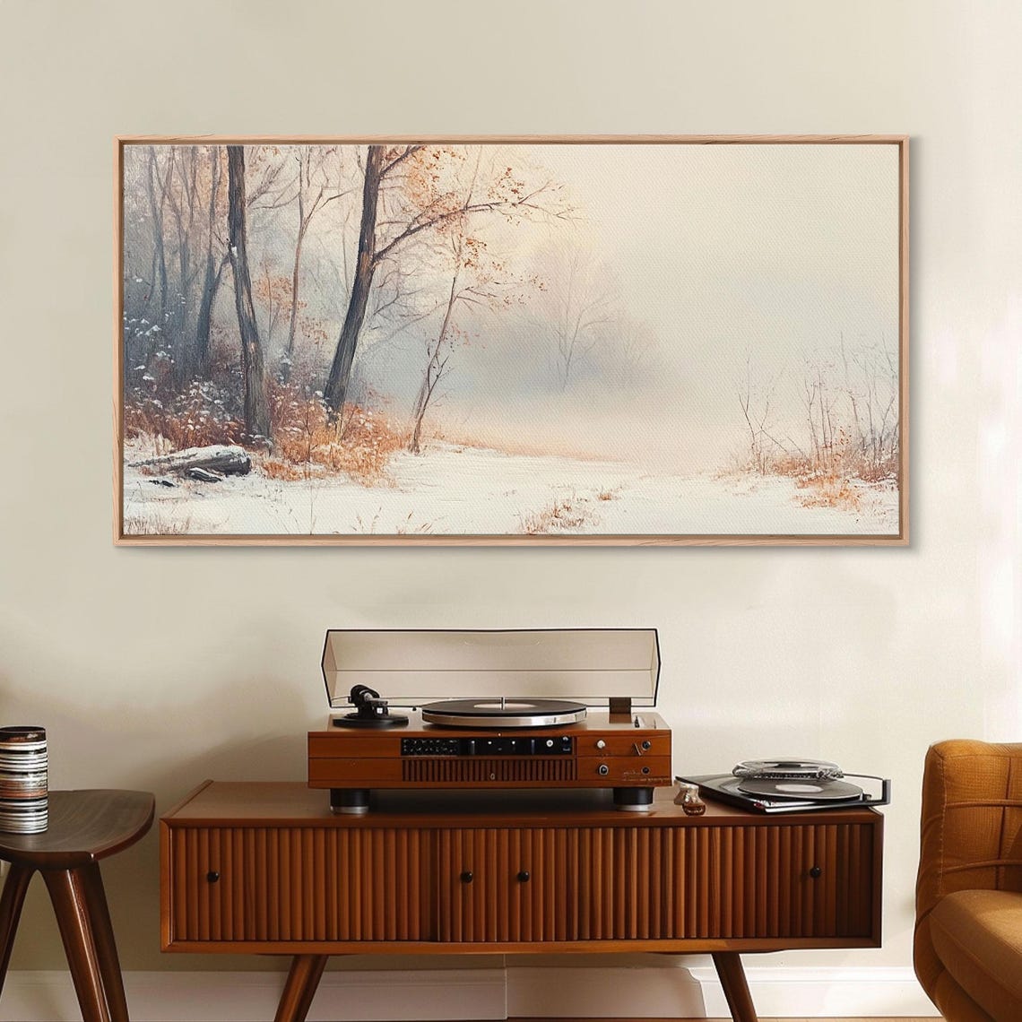 Misty Winter Forest Snowy Trees Soft White Snow Landscape Poster - Image 2