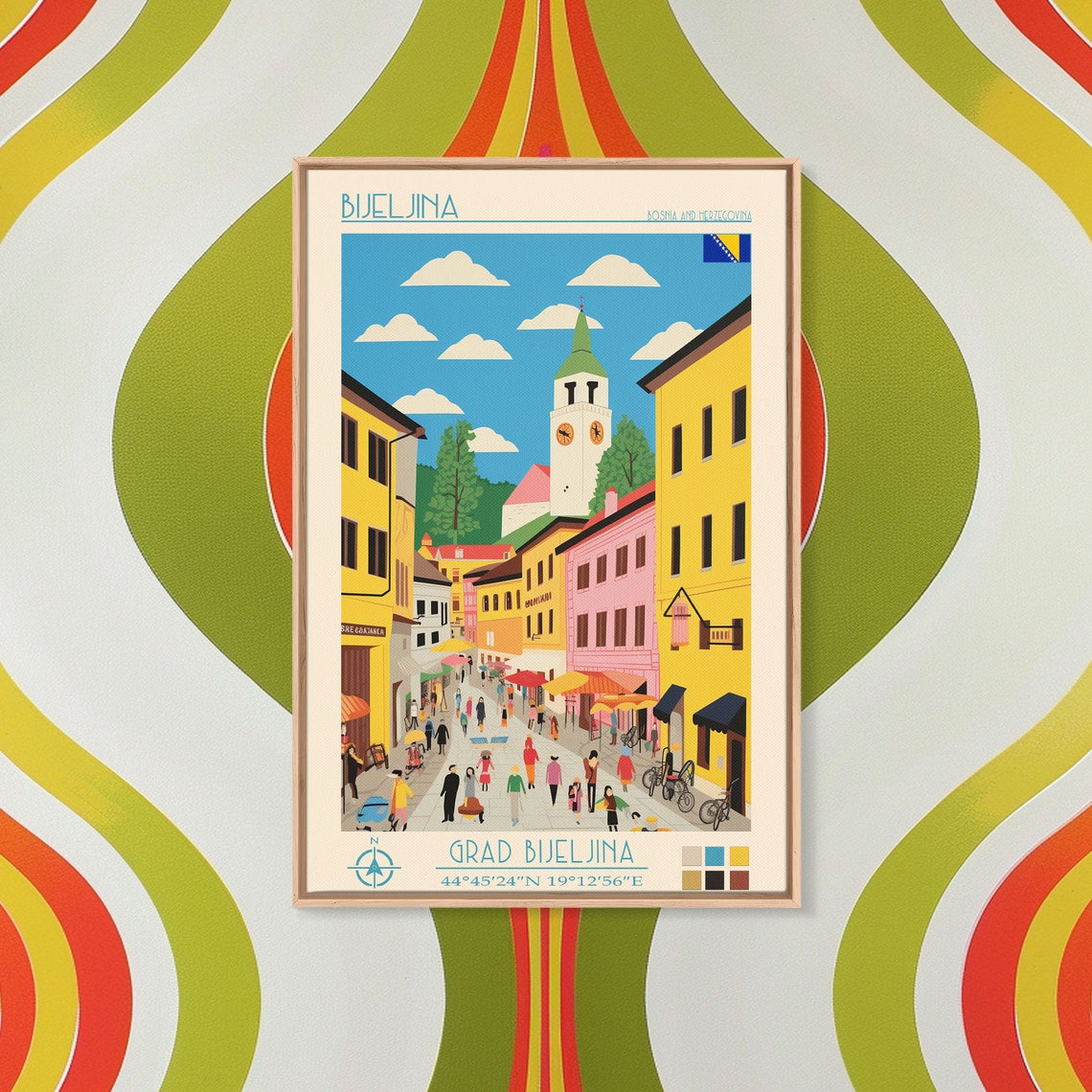 Bijeljina Bosnia Herzegovina Lively Market Square Clock Tower Poster - Image 3