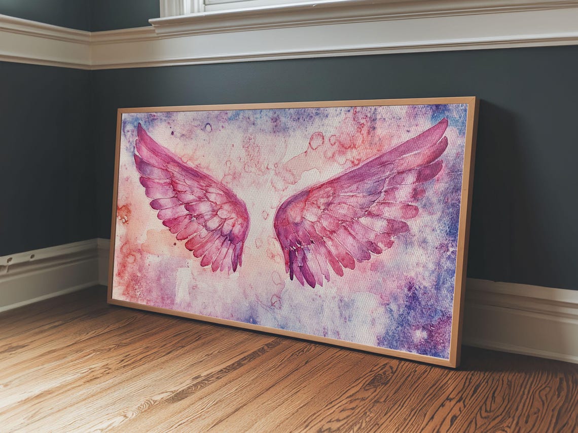 Pink Angel Wings Watercolor Feathered Spread Boho Dream Poster - Image 3