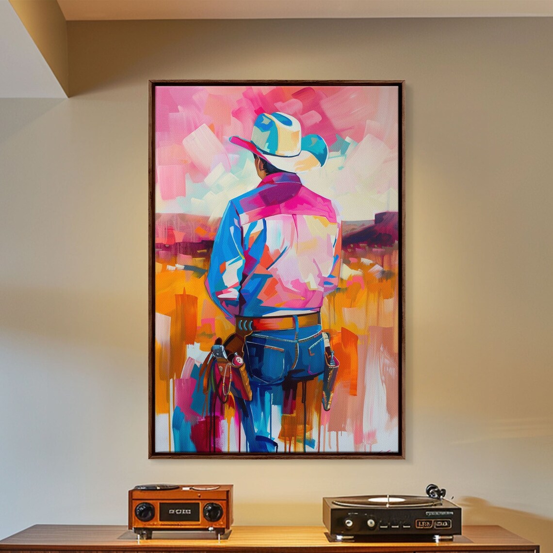 Abstract Cowboy Art Print, Contemporary Western Decor