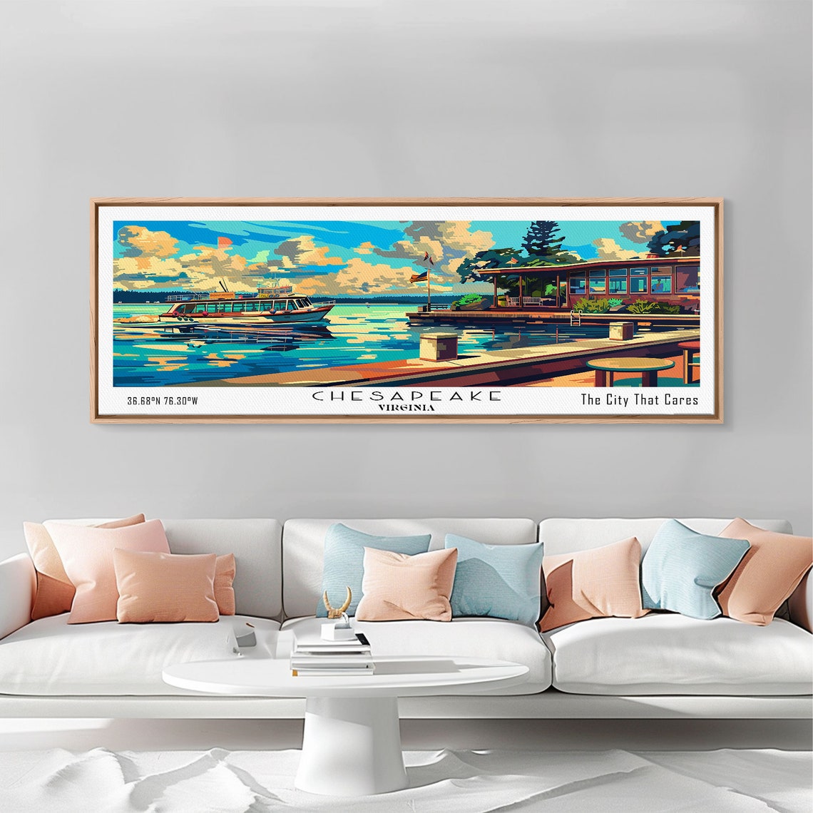 Chesapeake Virginia Panoramic Waterfront Ferry Marina Sunset Poster - Image 5