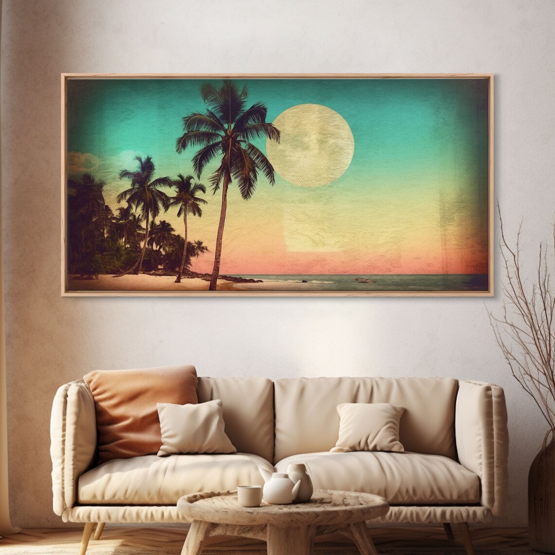 Sunset Over Beach, Tropical Palm Trees Art Print - Image 4