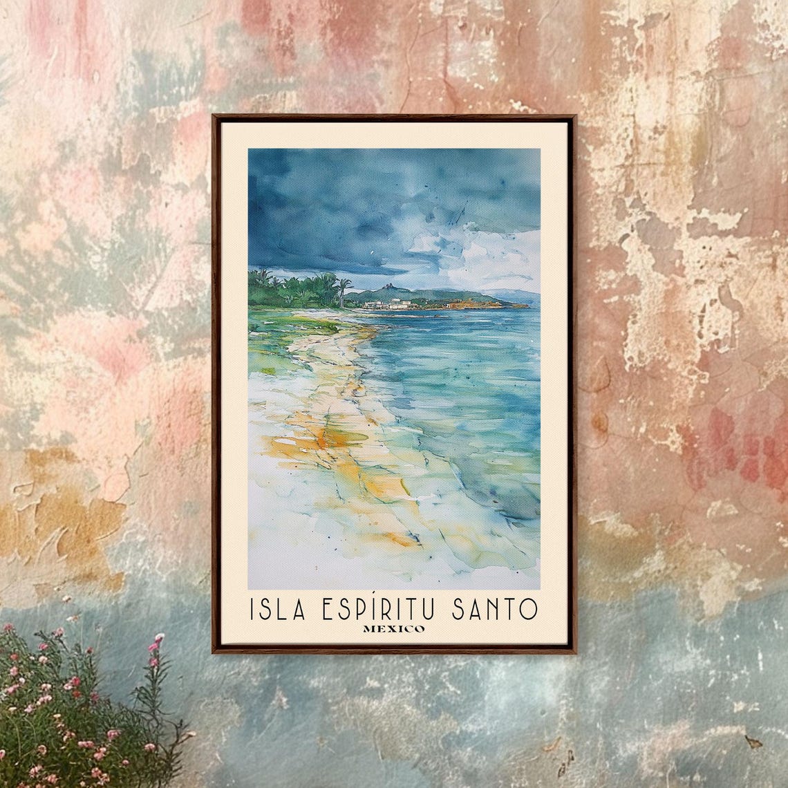 Isla Espiritu Santo Mexico Turquoise Bay Watercolor Coastline Poster - Image 4