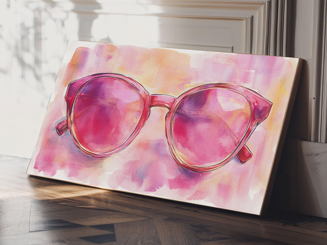 Pink Retro Sunglasses Watercolor Fashion Eyewear Style Decor Poster - Image 4