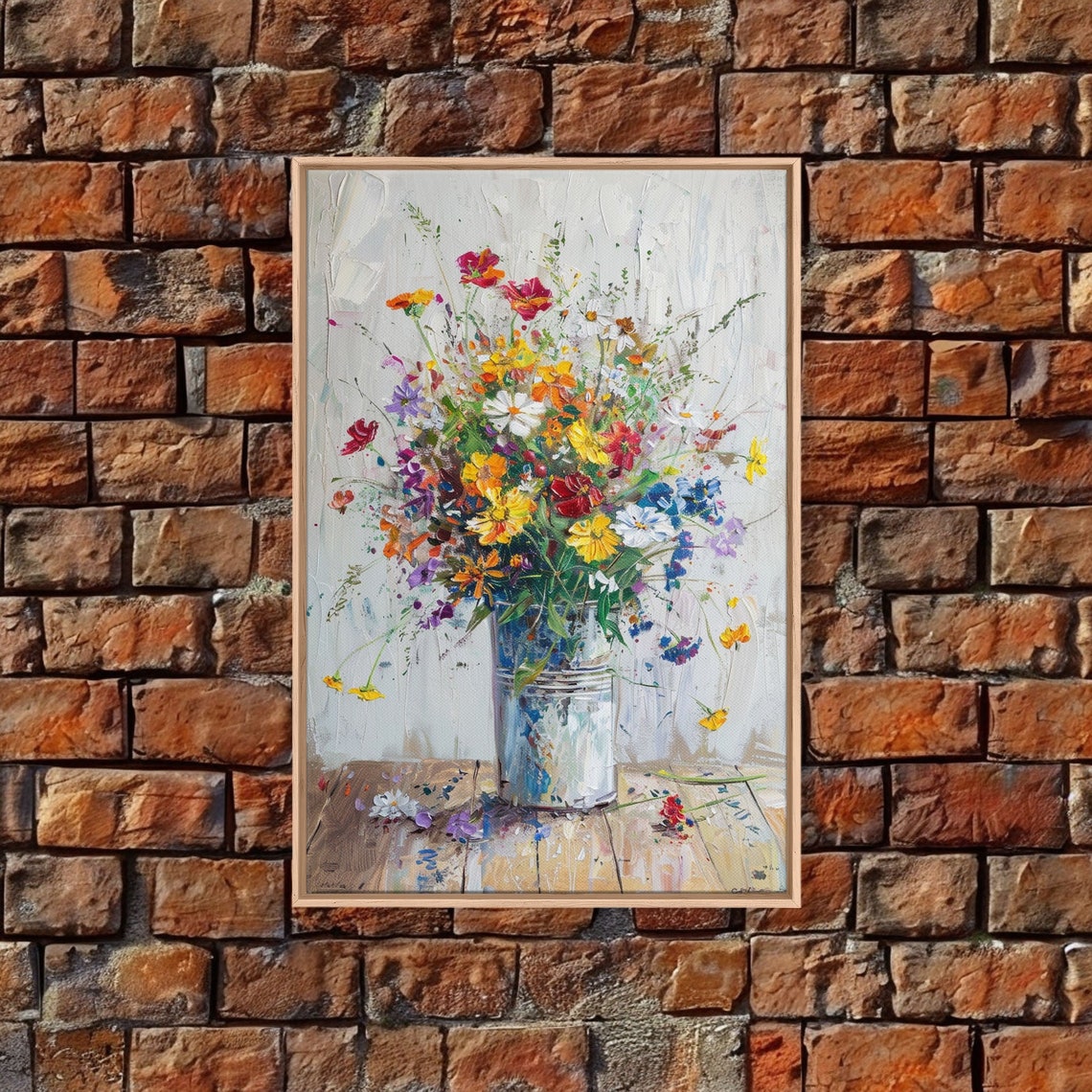 Colorful Wildflowers Rustic Metal Pail Impressionist Floral Art Poster - Image 5