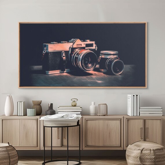 Vintage Film Camera With Lens Dramatic Dark Still Life Photo Art Poster