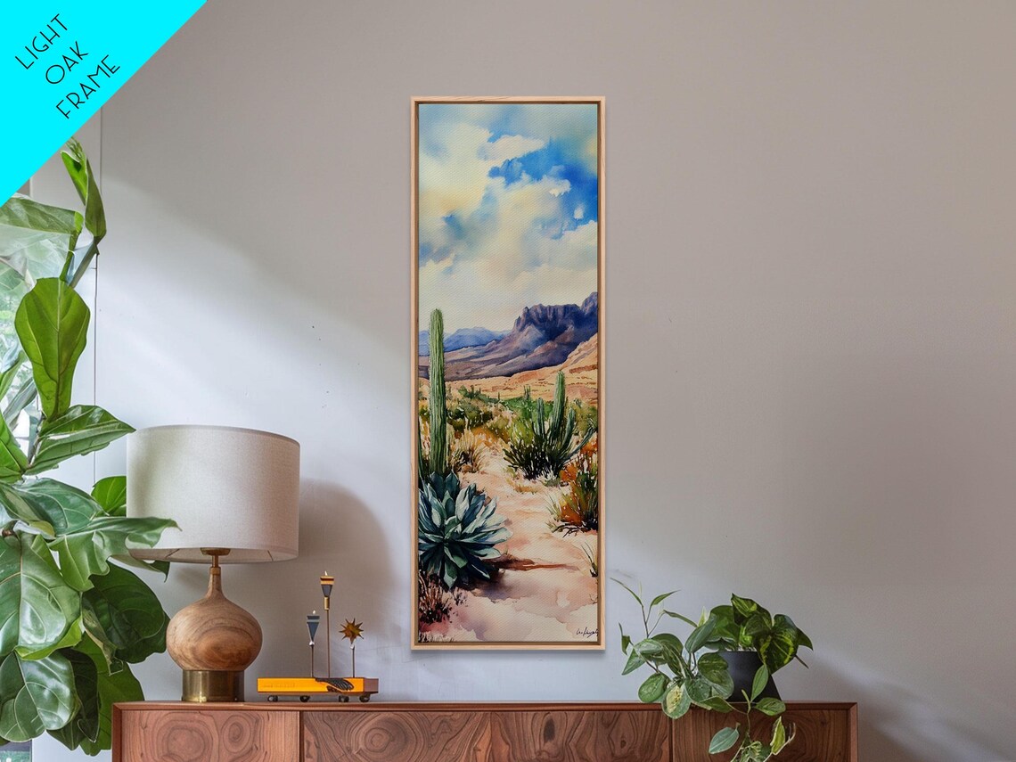 Southwest Desert Landscape Watercolor Cactus Painting Poster - Image 2