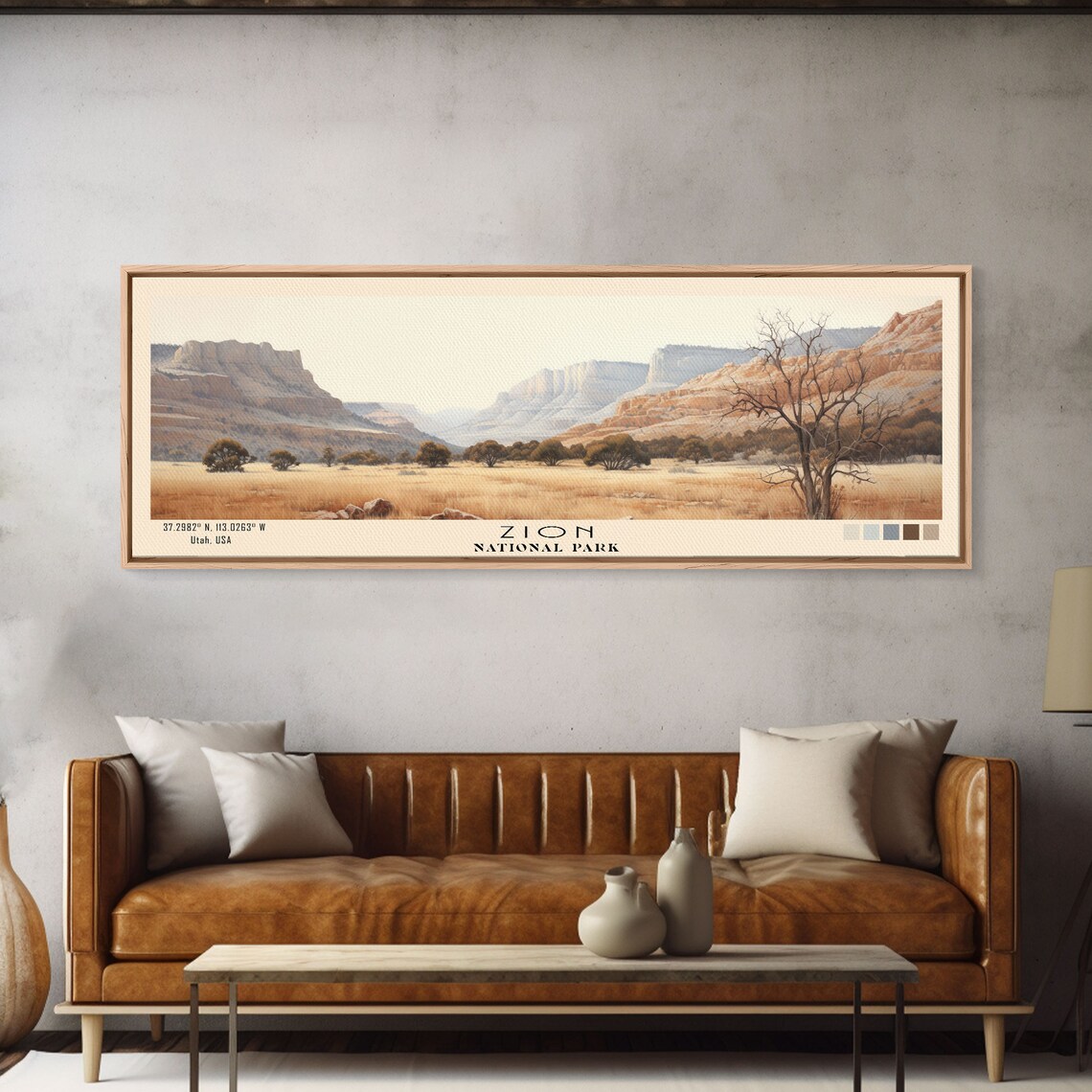 Zion National Park Golden Valley Red Cliffs Vintage Travel Map Poster - Image 5