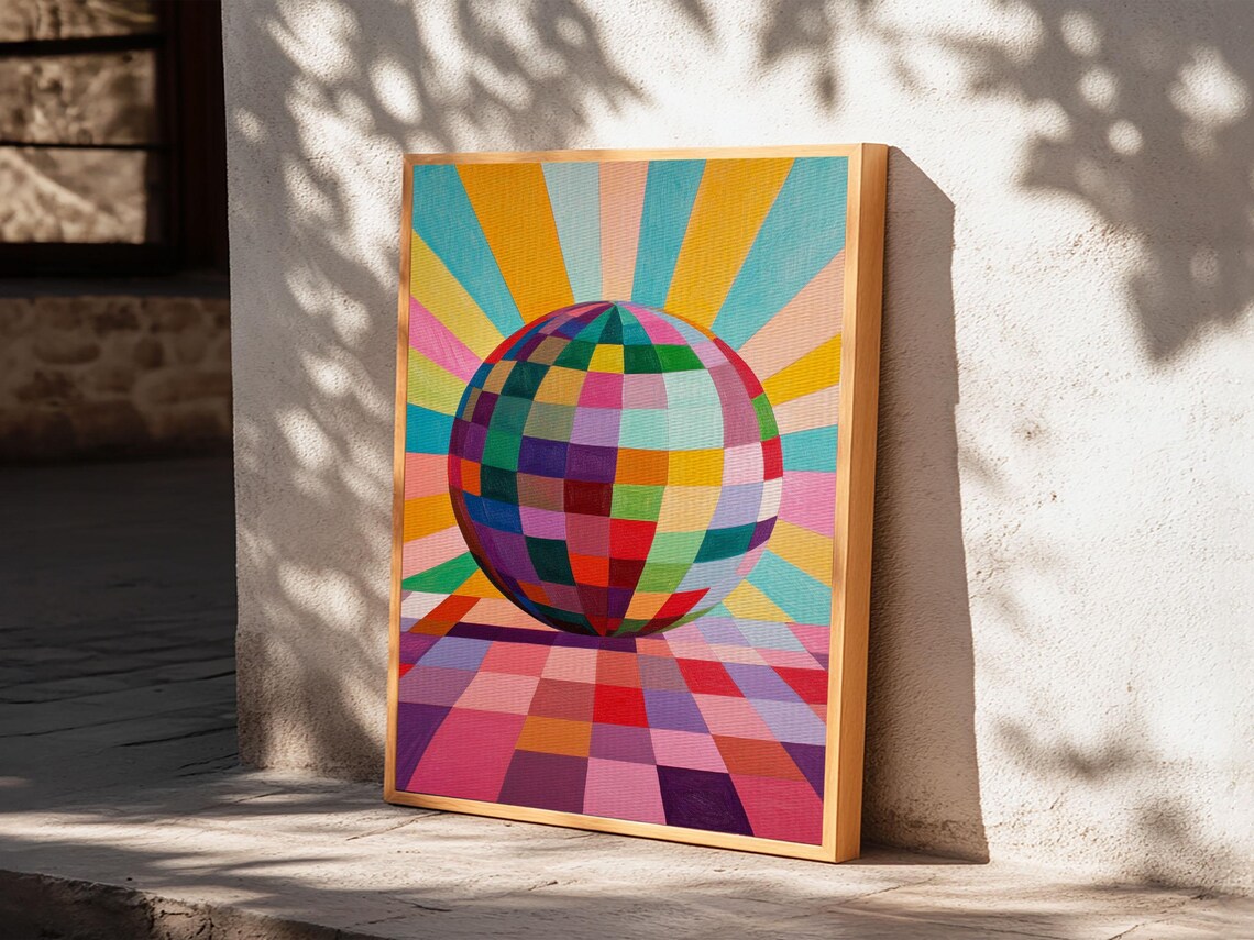 Rainbow Disco Ball Art Print, Abstract by Nuevart - Image 5