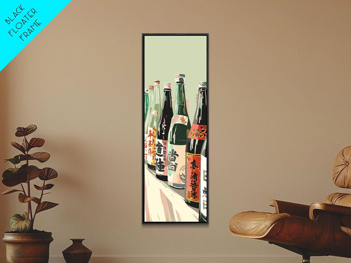 Japanese Sake Bottles Labels Tall Skinny Bar Decor Art Poster - Image 5
