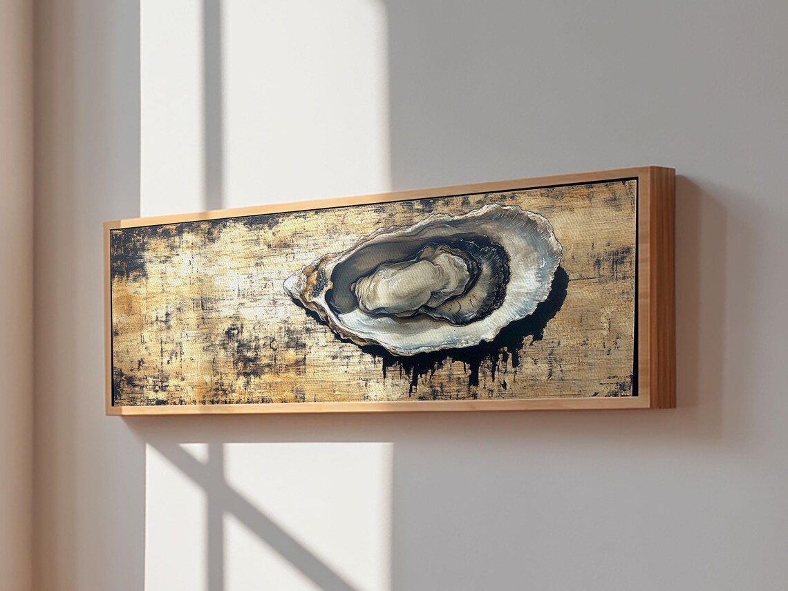 Oyster Shell Gold Black Panoramic Wabi Sabi Minimalist Kitchen Poster - Image 5