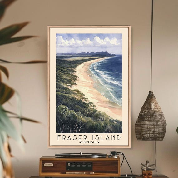 Fraser Island Australia Watercolor Print Vacation Gift Australia Wall Art Beach Painting Beach Decor Beach Or Lakehouse Art