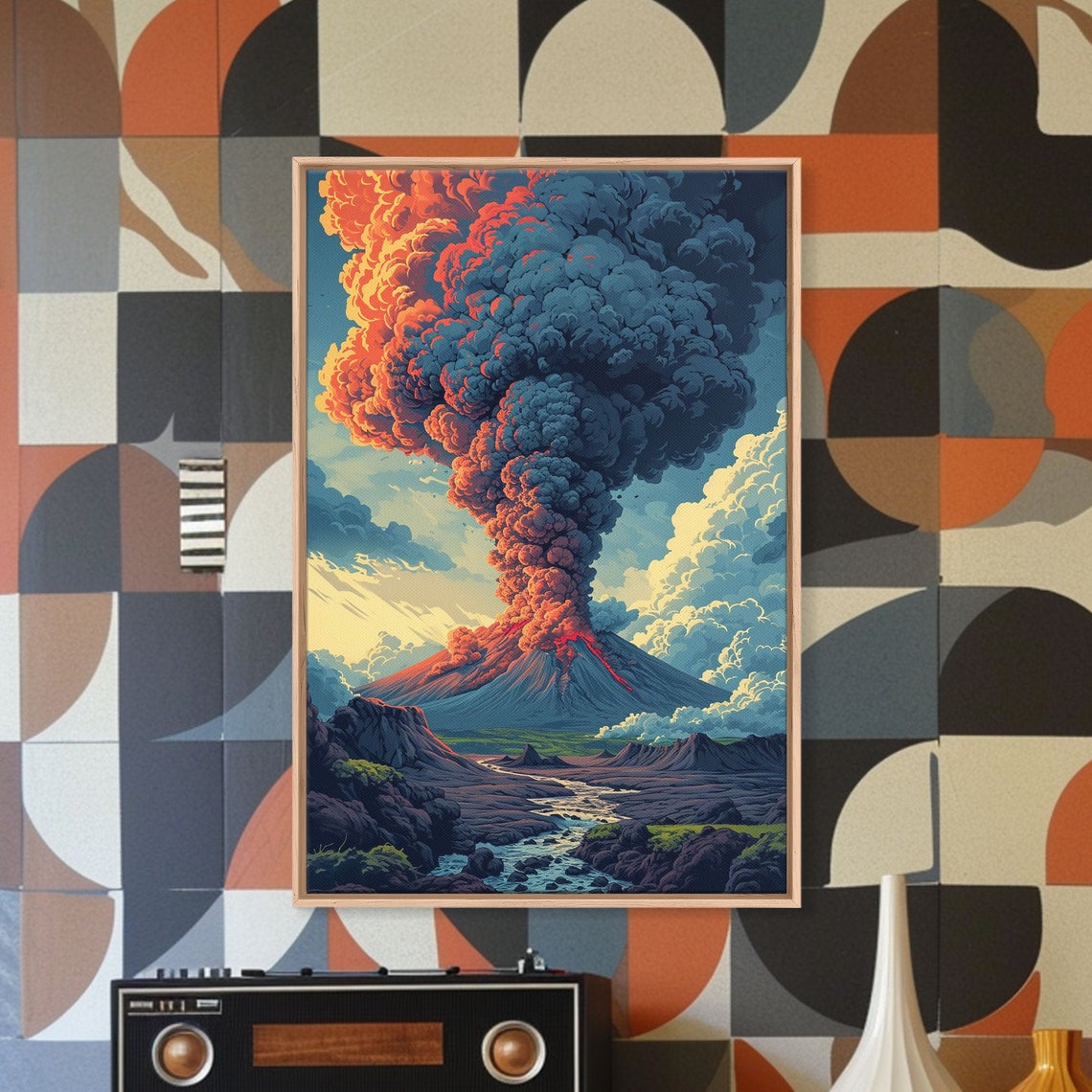 Volcano Eruption Ash Cloud Lava Flow Dramatic Nature Wall Art