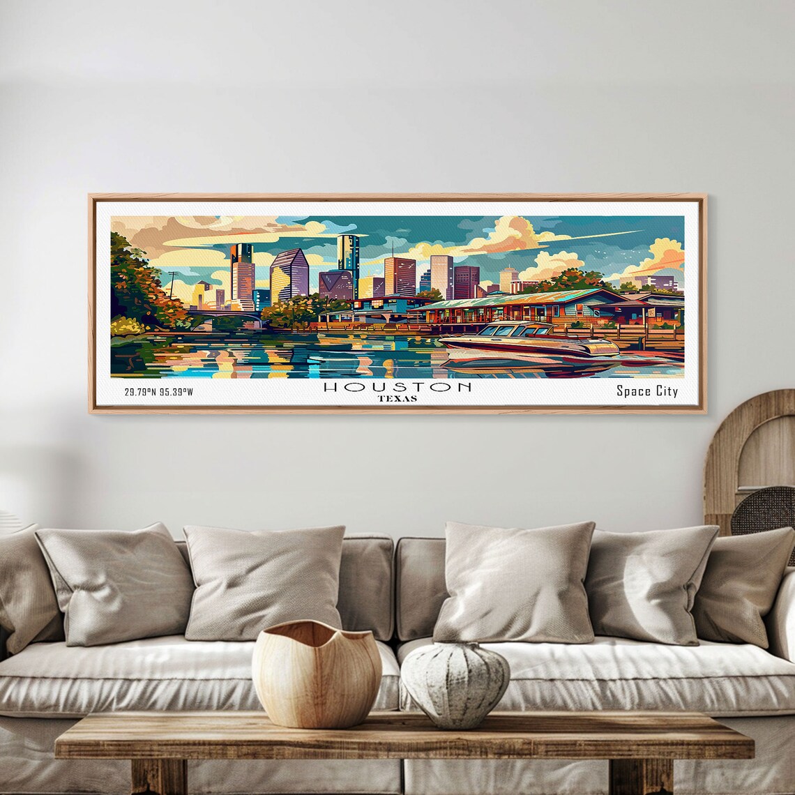Houston Texas Panoramic Downtown Skyline Bayou Sunset Travel Poster - Image 6
