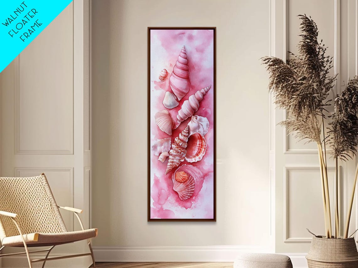 Pink Seashell Watercolor Collection Coastal Nautical Wall Art - Image 6