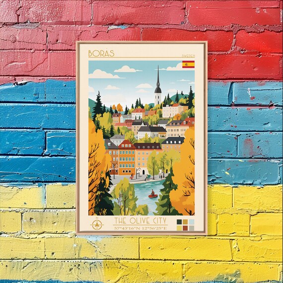 Boras Sweden Travel Poster Framed Print Modern Art Pop Art Wall Decor Home Decor Living Room Art Artistic Gift