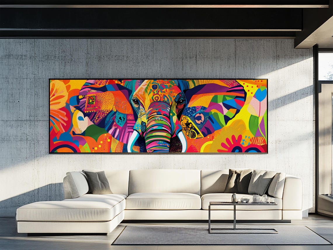 Colorful Abstract Elephant Head Mosaic Rainbow Vibrant Animal Poster - Image 5