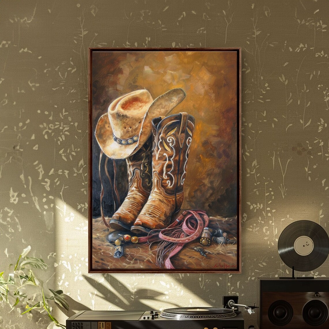 Cowboy Boots and Hat Rustic Western Art Print - Image 5