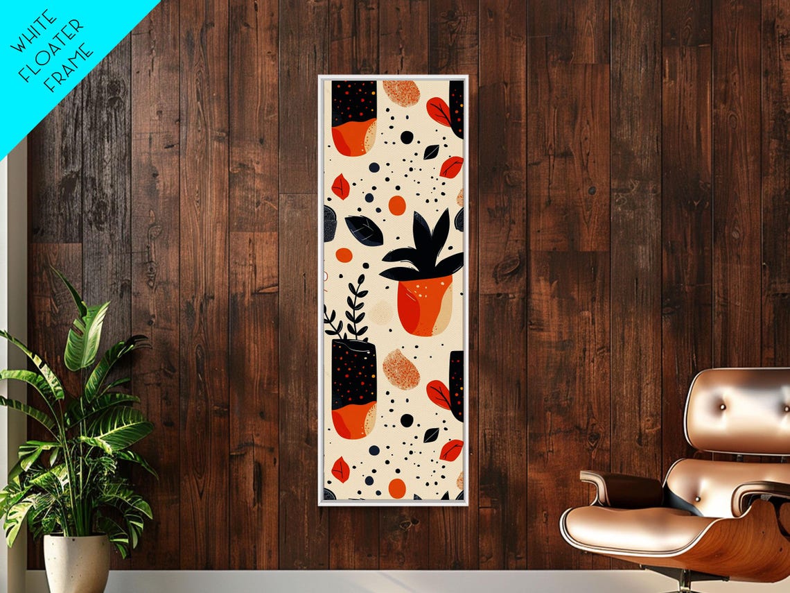 Boho Orange Botanical Potted Plants Pattern Minimalist Art Print - Image 5