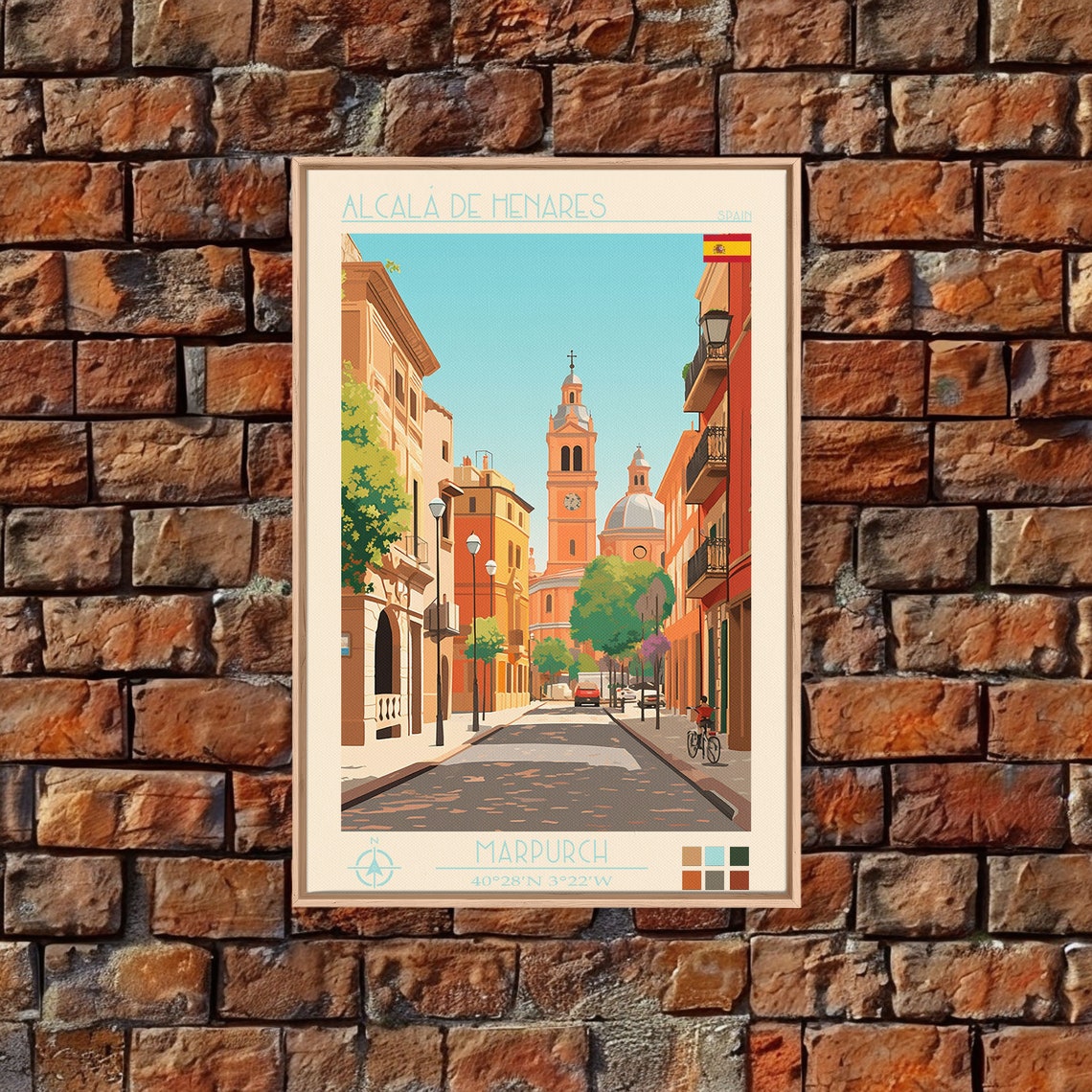 Alcala de Henares Spain Historic Old Town Street Cathedral Poster - Image 3