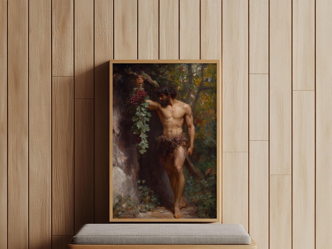 Satyr Male Figure With Grapes Classical Mythology Oil Painting Art Poster - Image 5