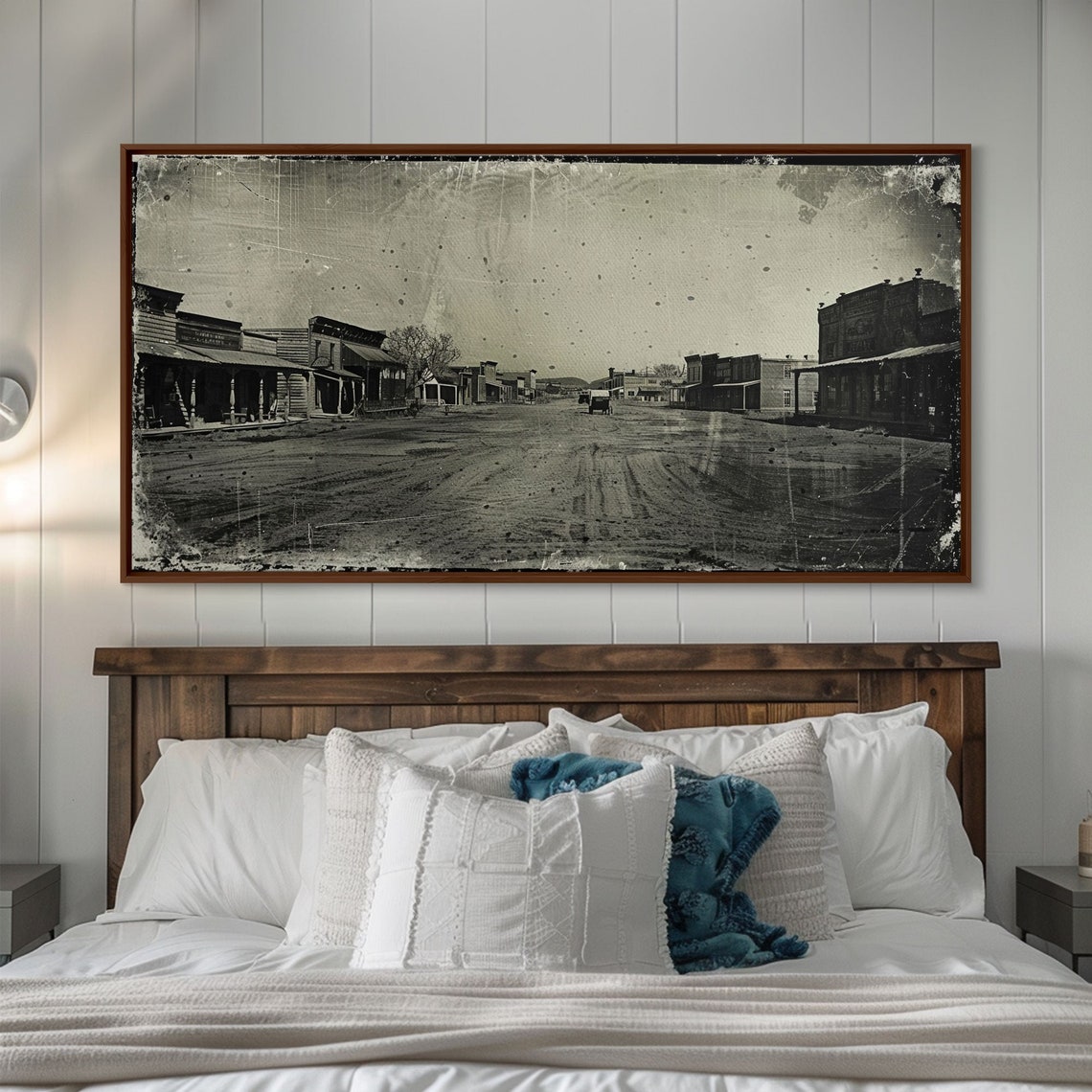 Deserted Old West Town Street Wooden Storefronts Sepia Vintage Print - Image 2