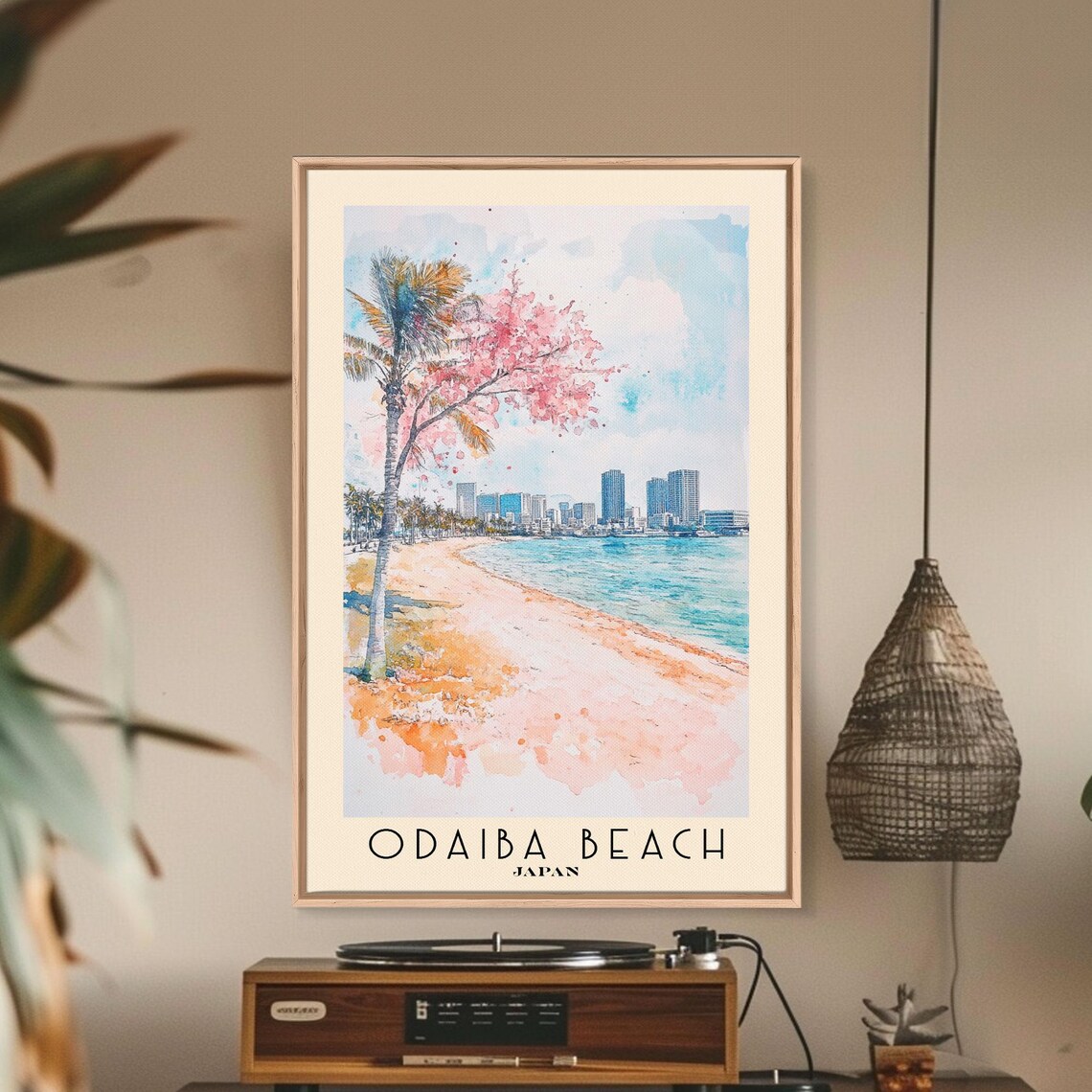 Odaiba Beach Japan Cherry Tree City Skyline Bay Curve Shore Poster - Image 2