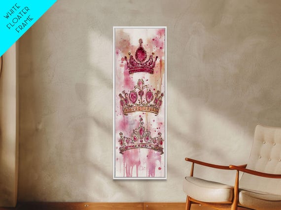 Elegant Crown Illustration Print Whimsical Art Light Pink Wall Art Feminine Wall Decor Unique Painting Cottagecore Wall Art